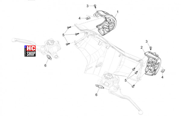 Vespa GTS 125 E5 Super-Super Sport-Super Tech - Elektrische Anlage - Wechselschalter-Umschalter-Druc