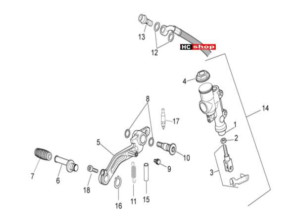 Aprilia Tuono V4 1100 Factory E4 ABS Bremsanlage Hinterradbremspumpe