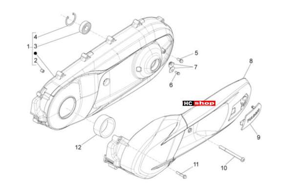 Piaggio MP3 350 Sport E4 ABS Motor Kurbelwellendeckel