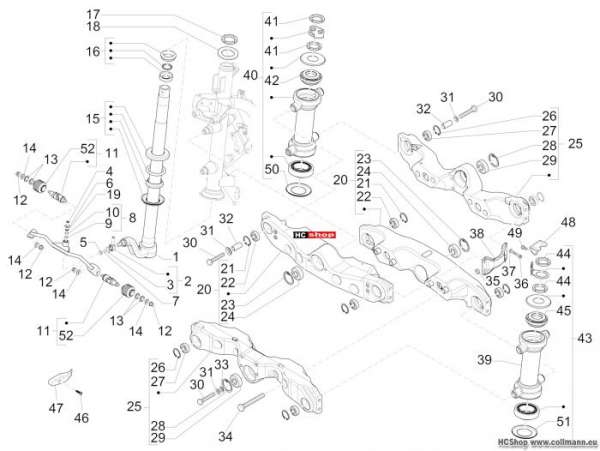Piaggio MP3 Sport ABS 500 Gabel/Lenkerleitung - Steuersatz