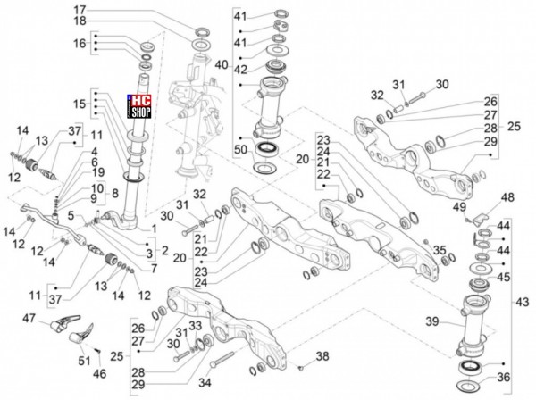 Piaggio MP3 400 HPE E5 Radaufhängungen - Vorderradgabel