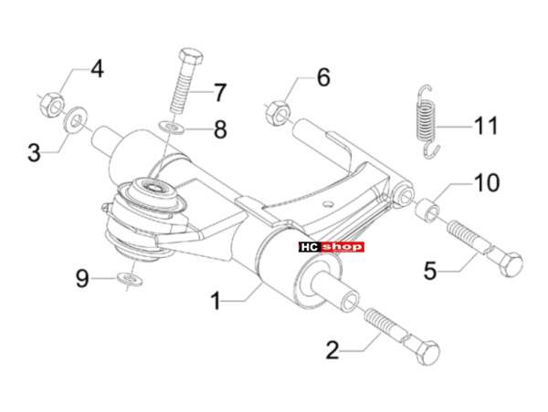 Vespa Primavera 50 4T E4 - Radaufhängung Schwingarm