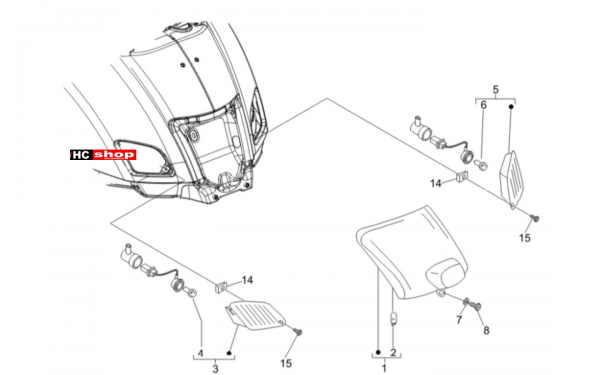 Vespa LX 50 4T Elektrische Anlage Hinterleuchten
