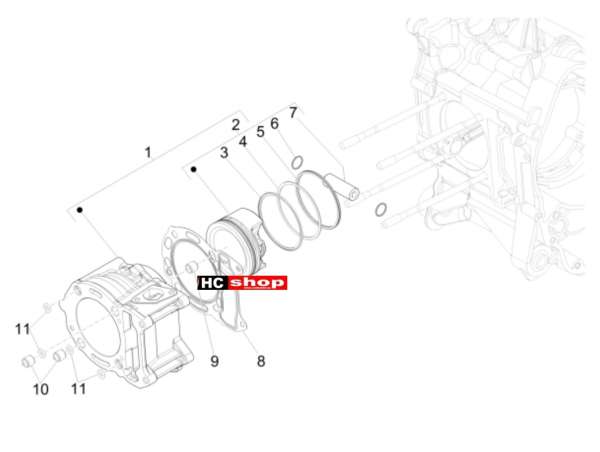 PIAGGIO MP3 300 HPE - 300 HPE SPORT Zylinder-Kolben-Kolbenbolzen