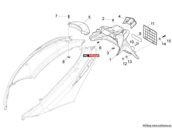 Piaggio Hinterabdeckung - Kotflügellappen Fly 50 4t 4v