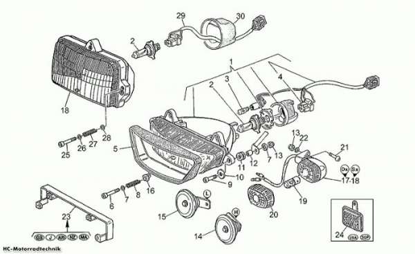 Moto Guzzi Scheinwerfer-Hupe Daytona RS 1000