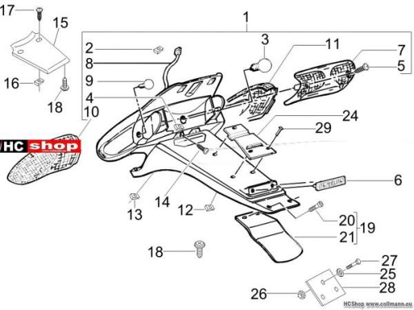 Gilera Hinterabdeckung - Kotflügellappen Stalker 50