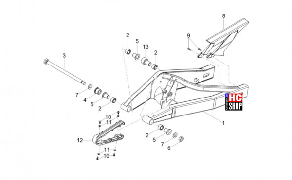 Aprilia Tuono 125 E5+ - Fahrgestell-Karosserie - Schwinge