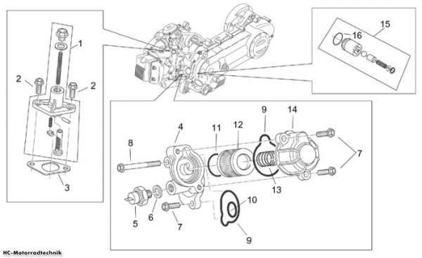 Aprilia Ölfiltereinsatz - Kettenspanner Mojito 125