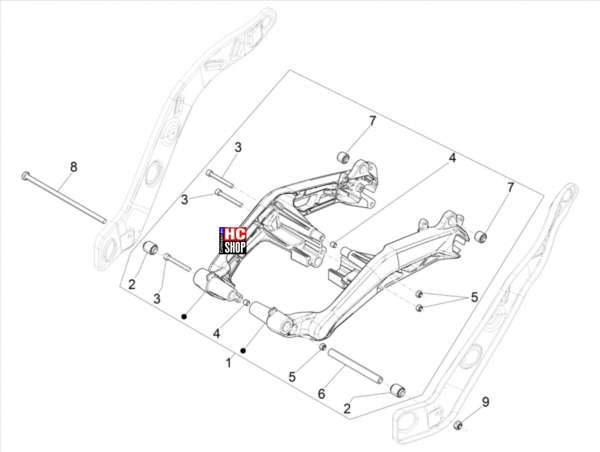 Piaggio 1 Motorcycle Radaufhängung Schwingarm