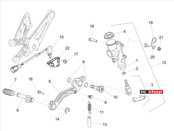 Aprilia RSV 4 1000 RR E4 ABS Bremsanlage Hinterradbremspumpe