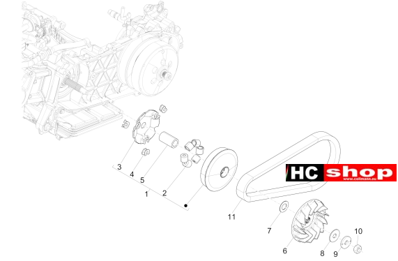 Piaggio Medley 125 iGet ABS Motor Antriebsriemenscheibe