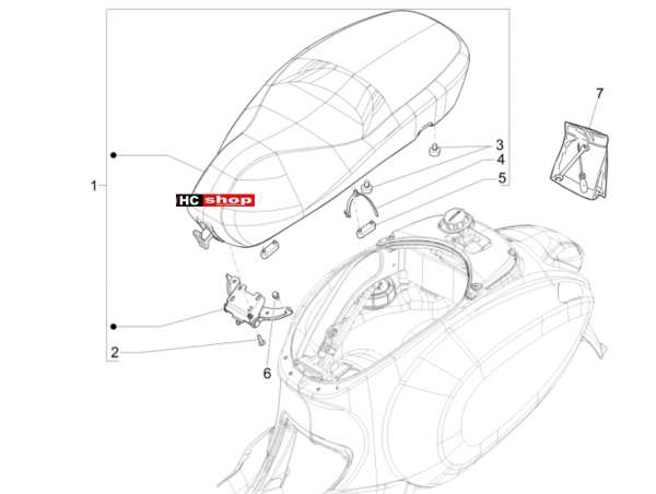 Vespa Primavera 125 4T E4 - Fahrgestell Sitzbank