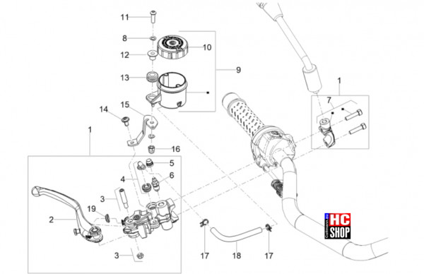 Moto Guzzi V100 Mandello Wind Tunnel E5+ - Bremsanlage - Vorderradbremspumpe
