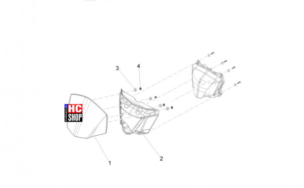 Aprilia RX 125 E5+ - Aufbau - Windschild-Windschutzscheibe