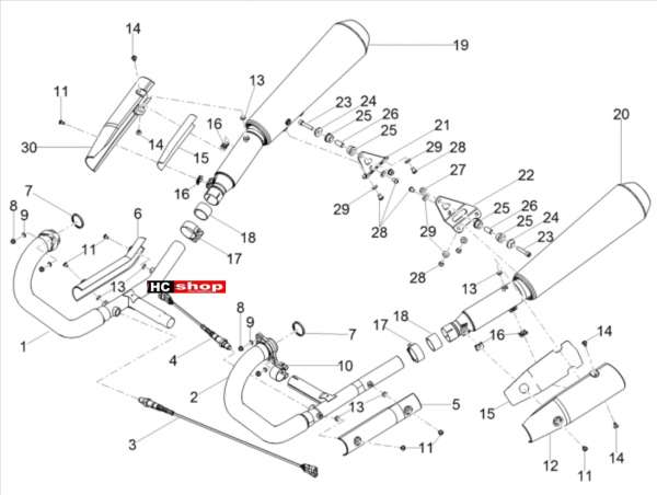 Moto Guzzi V7 III Milano 750 ABS E4 - Motor Auspuffrohr