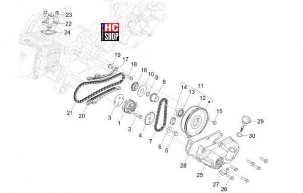 Vespa Primavera 50 E5 Officina 8 - Motor - Ölpumpe