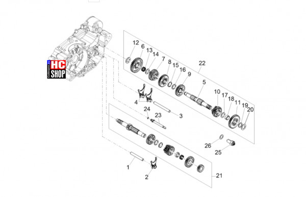 Aprilia RS 125 E5+ - Motor - Schaltgetriebe-Zahnräder