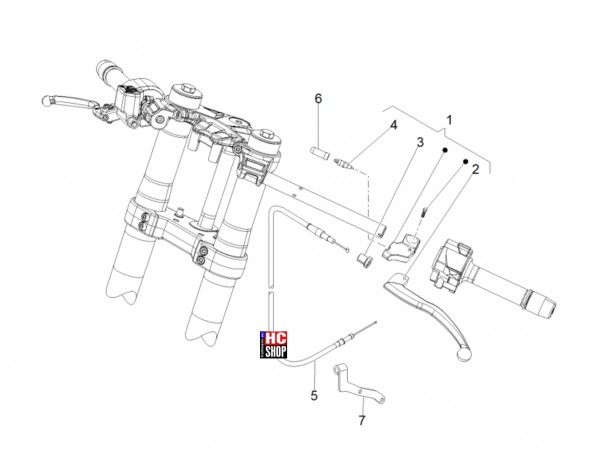 Aprilia RS 125 ABS E5 - Lenkstange Schaltungen - Kupplungssteuerung