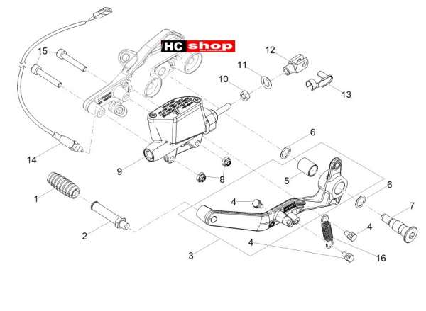 Moto Guzzi V7 III Anniversario 750 ABS E4 - Bremsanlage Hinterradbremspumpe