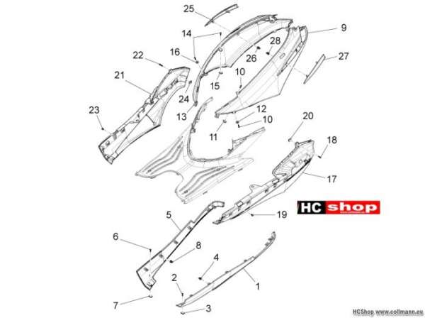 Piaggio Seitenabdeckung - Spoiler Fly 125 ie 3V