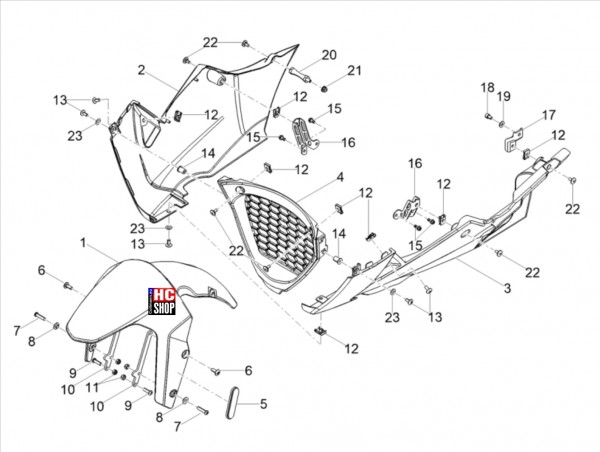 Aprilia RS 125 ABS E5 - Aufbau Vorderes Schutzblech-Stütze