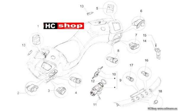 Piaggio MP3 500 Business Wechselschalter - Umschalter