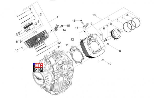 Moto Guzzi V85 TT E5 - Motor - Zylinder-Kolben