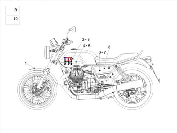 Moto Guzzi V7 Spezial 850 E5 Aufbau Deko