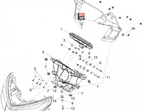 Aprilia Tuono 125 E5 Vordere Lichter-Instrumente - Instrumente