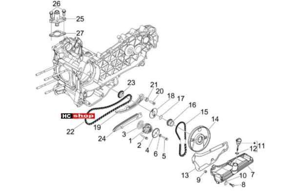 Vespa GTV 300 SEI GIORNI Motor Ölpumpe