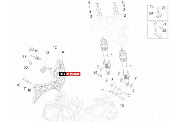 Vespa GTV 300 SEI GIORNI Hintere Radaufhängungen
