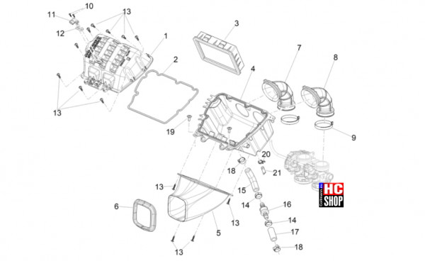 Aprilia RS 457 8V E5 - Motor - Filtergehäuse