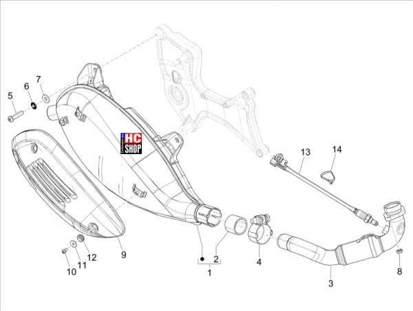 Vespa GTS 300 E5 Motor Auspufftopf