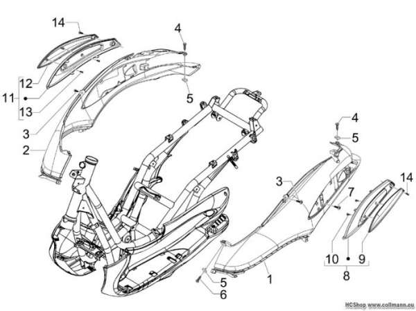 Piaggio Seitenabdeckung - Spoiler Beverly 125 Tourer