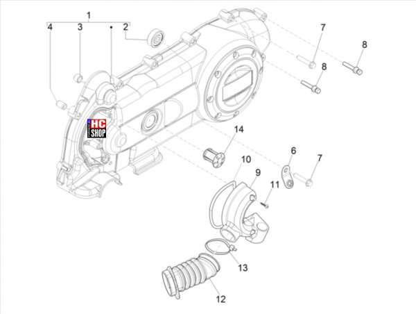 VESPA Sprint 50 E5 Motor Kurbelwellendeckel - Kühlung Kurbelgehäuse