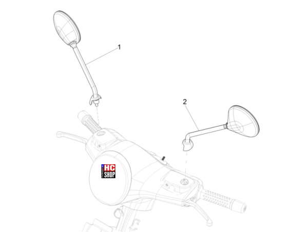 Vespa GTS 300 hpe E5 Fahrgestell - Karrosserie Rückspiegel