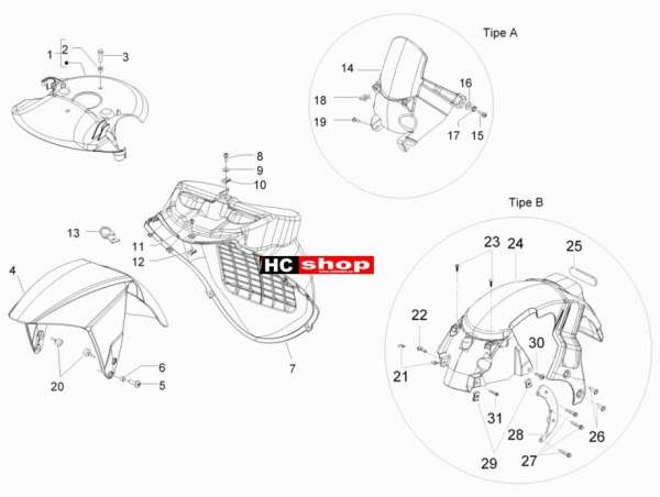 Gilera Radgehäuse - Radkotflügel Runner 50 SP