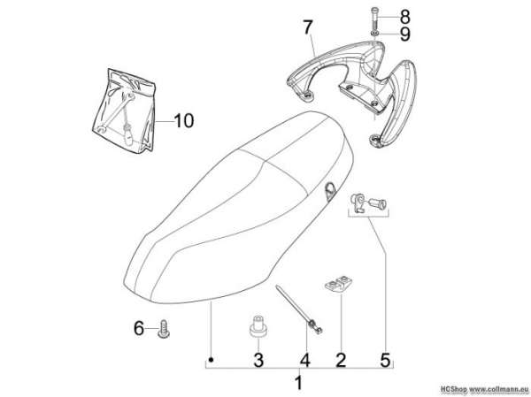 Piaggio Sitzbank/Sitzbänke - Werkzeugtasche Fly 125 4T