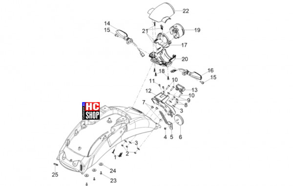 Moto Guzzi V7 Sport 850 E5+ - Vordere Lichter-Instrumente - Hinterleuchten