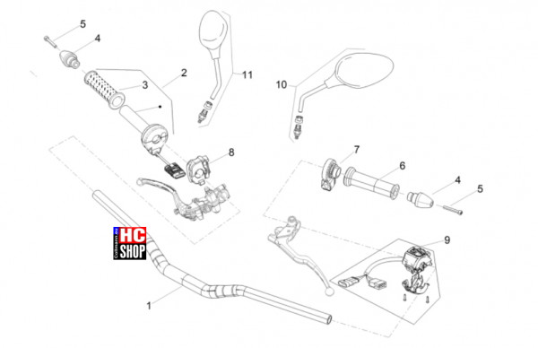 Aprilia Tuono V4 Factory 1100 E5+ - Lenkstange-Schaltungen