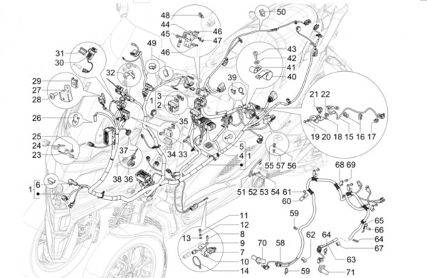 Piaggio MP3 310 HPE Sport E5+ - Elektrische Anlage - Hauptkabelbaum