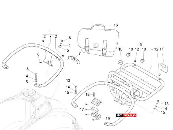 Vespa GTS 125 Super E3 Gepäckträger