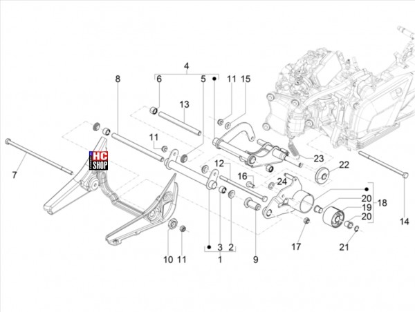 Beverly 300 HPE E5 Radaufhängungen Schwingarm