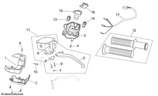 Aprilia Schaltungen links Scarabeo E3 125/200