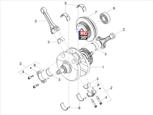 Moto Guzzi V100 Mandello S E5 Motor Kurbelwelle