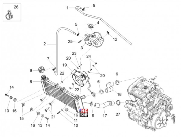 Aprilia RS 125 ABS E5 - Kühlanlage