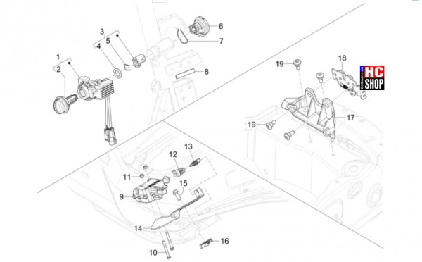 Vespa Primavera 125 TECH E5 - Fahrgestell-Karosserie - Schlösser
