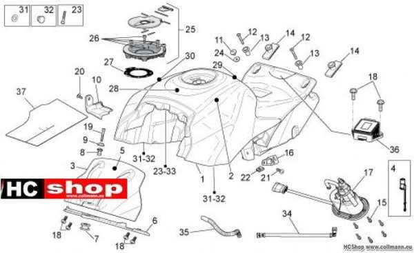 Aprilia Tuono V4 Kraftstofftank