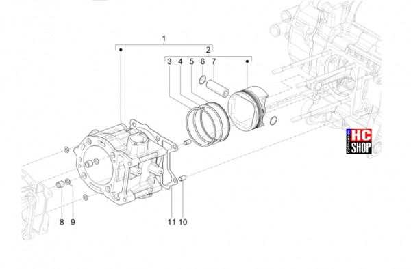 Vespa GTS 310 E5+ Classic-Super-Super Sport - Motor - Einheit Zylinder-Kolben-Kolbenbolzen